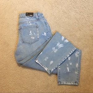 100% Cotton Boyfriend Jeans - Light Blue Wash